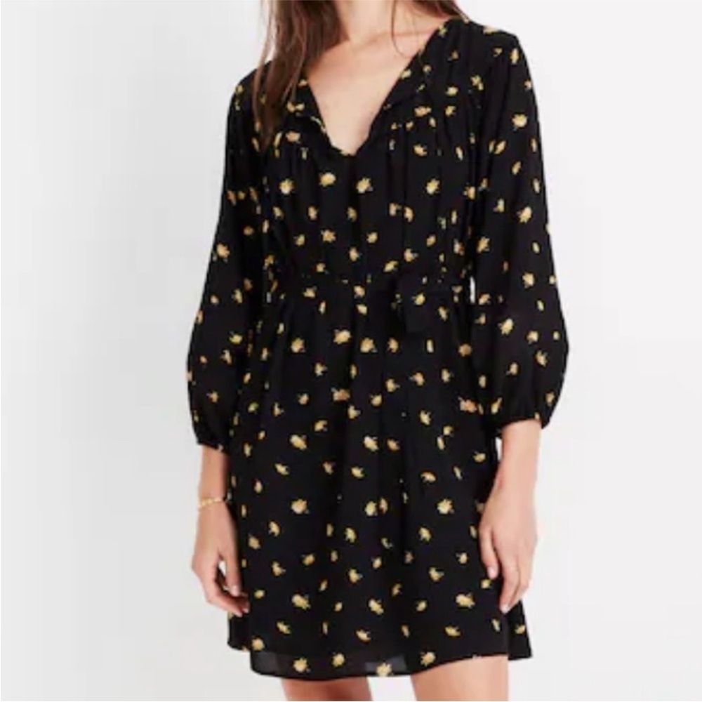 EUC Madewell Tie-Waist Dress French
Daisies Black Floral Size Small Retail $128